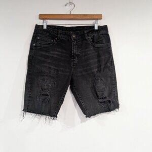 *3/$10* Aeropostale Slim Cut-Off Jean Shorts Jorts Black Size 32